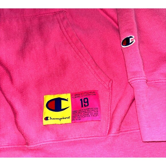Erykah Badu Champion Reverse Weave Chenille Patch Applique Pink Hoodie Large - Picture 4 of 8